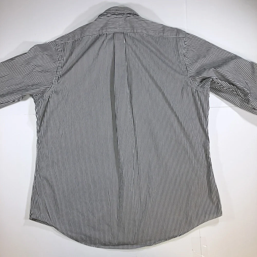Polo Ralph Lauren Shirt Mens XL Black White Stripe Custom Fit Button Down